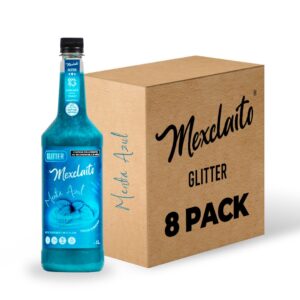 Mexclaito® Glitter Jarabe/Syrop Sabor Menta Azul 1 Litro 8 Pack