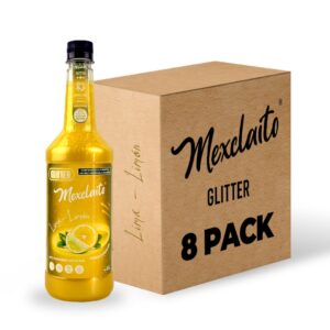 Mexclaito Glitter Jarabe/Syrop Sabor Lima - Limón 1 Litro 8 Pack