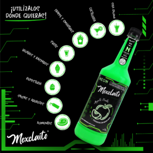 Mexclaito Neón Jarabe Manzana Verde/ Apple Nuke 1 Litro Usos